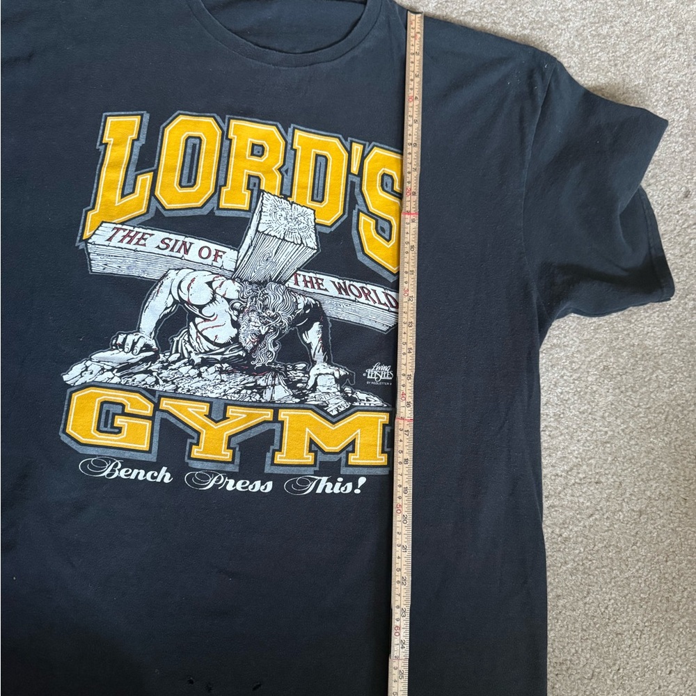 Vintage 90’s Lord’s Gym T Shirt Black Short Sleeve Tee XXL - Picture 8 of 11